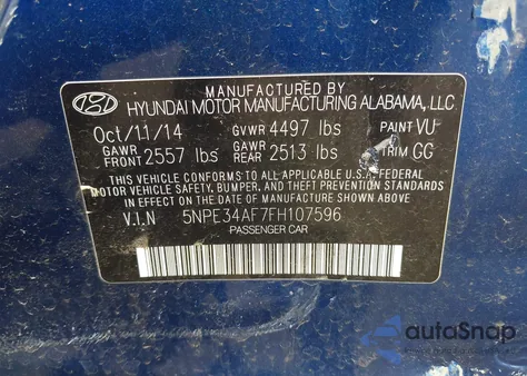 2015 Hyundai Sonata Sport from USA, damaged, VIN 5NPE34AF7FH107596